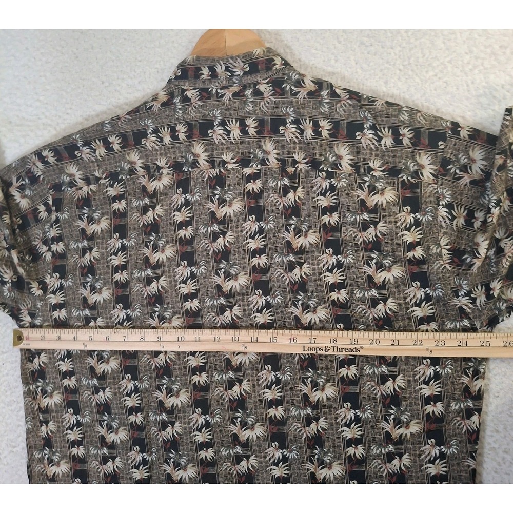 Tori Richard Hawaiian Shirt Men's XL Brown Tropical Cotton Lawn Button Up - Picture 7 of 8